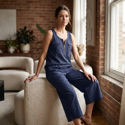 Conjunto de mujer sin mangas con pantalón cropped