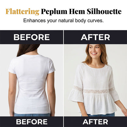 Blusa para mujer con encaje delicado y corte peplum fluido
