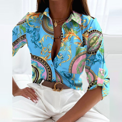 Gabriella | Blusa de botones con estampado geométrico