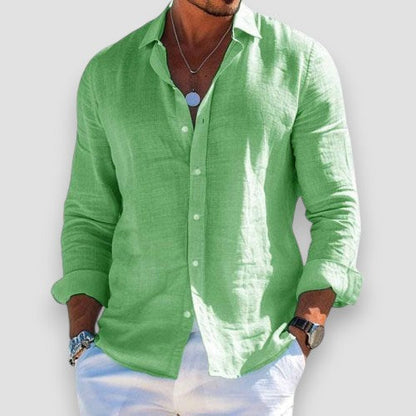 Camisa hombre ligera de algodón y poliéster para verano