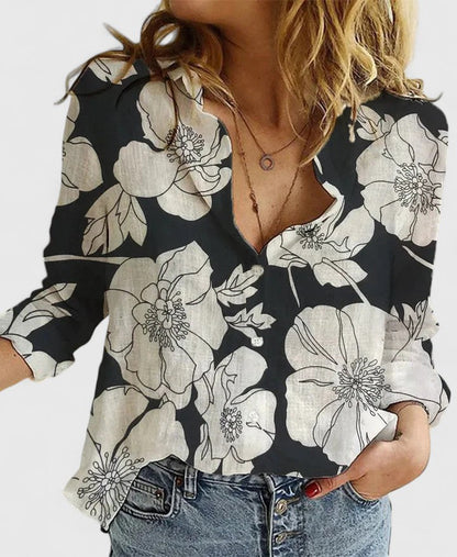 Sabine | Blusa holgada con solapa y botones