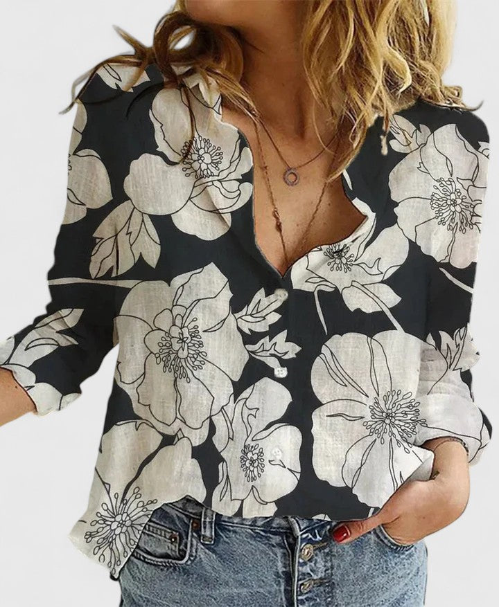 Sabine | Blusa holgada con solapa y botones