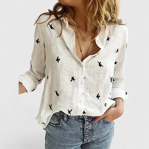 Sabine | Blusa holgada con solapa y botones