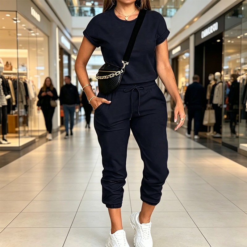 Conjunto de mujer de dos piezas con camiseta y pantalón jogger