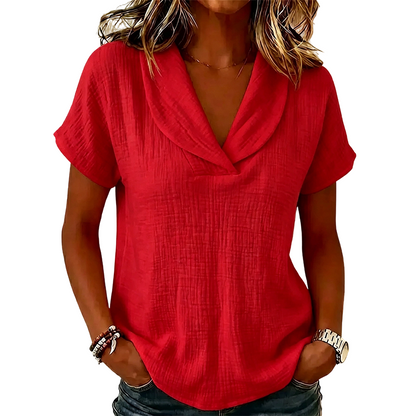 Camiseta de mujer con cuello en V y tejido texturizado