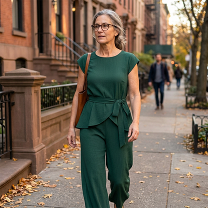 Conjunto de mujer con top anudado y pantalón ancho