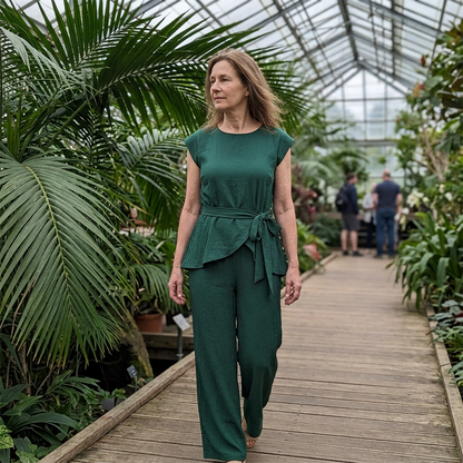 Conjunto de mujer con top anudado y pantalón ancho