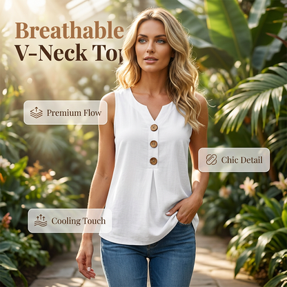 Blusa poliéster elastano sin mangas con botones casual verano