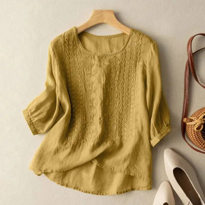 Waltraud | Blusa bordada de manga tres cuartos