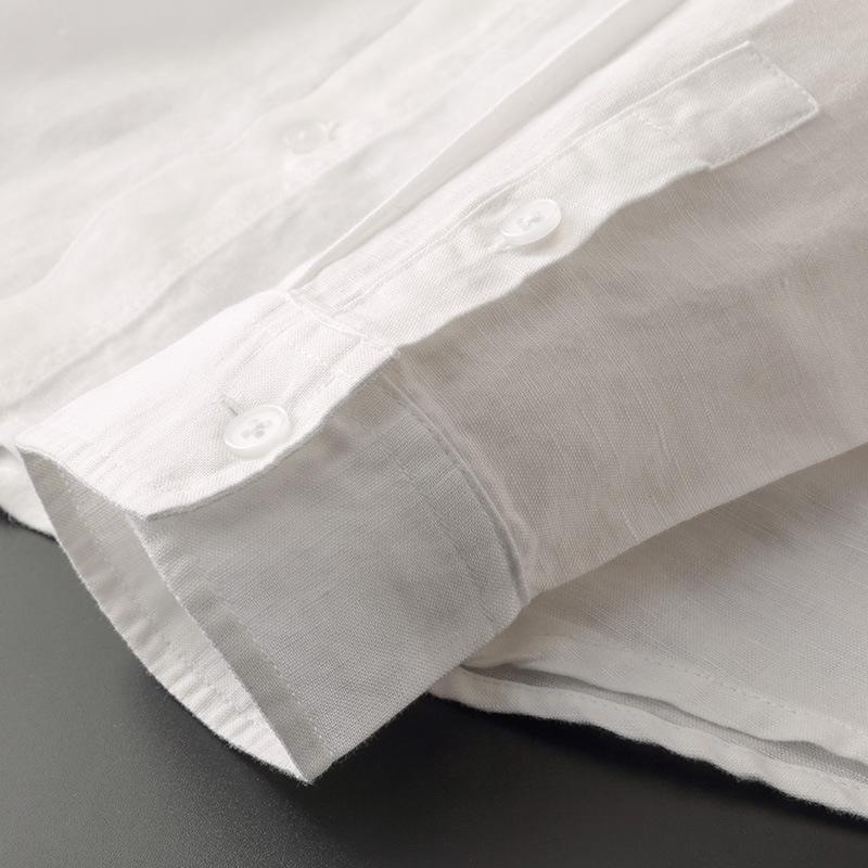 Camisa informal de lino para mujer con capucha y botones delanteros