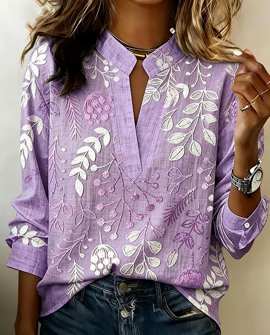 Xiomara | Blusa floral de cuello alto