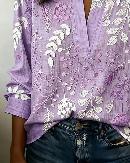 Xiomara | Blusa floral de cuello alto
